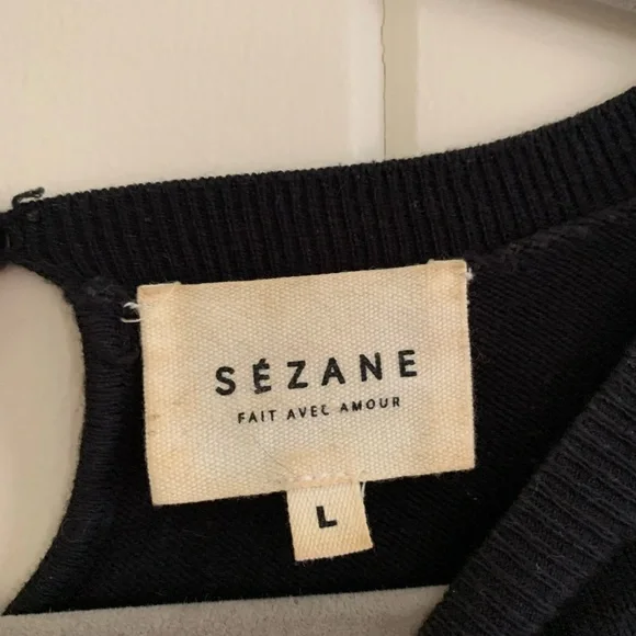 Sezane Sweater with lace sleeves black size L/EU 40 cotton wool blend - Picture 4 of 6